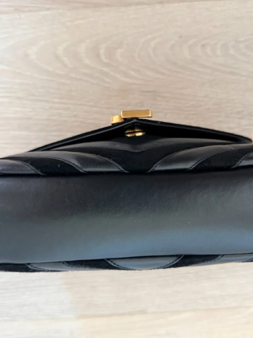 YSL Medium College Bag Black Suede and Leather